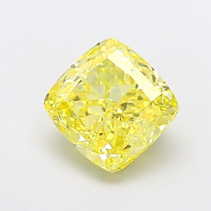 Loose Diamond - CUSHION MODIFIED 2.58ct Fancy Vivid Yellow VS1: Loose Diamond - CUSHION MODIFIED 2.58ct Fancy Vivid Yellow VS1 Source: This is a real non-mined Diamond that has been grown in a lab Shape: CUSHION MODIFIED Carats: 2.58 Color: Fancy Vivid Yellow Cert