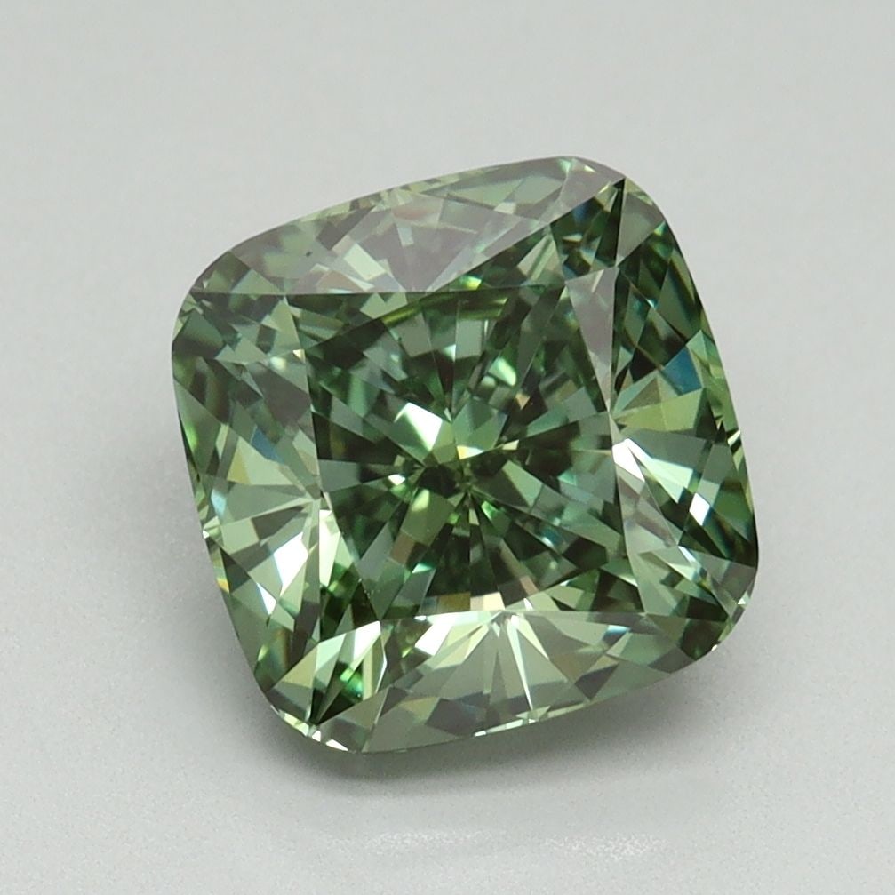 Loose Diamond - CUSHION MODIFIED 3.02ct Fancy Vivid Green VS1: Loose Diamond - CUSHION MODIFIED 3.02ct Fancy Vivid Green VS1 Source: This is a real non-mined Diamond that has been grown in a lab Shape: CUSHION MODIFIED Carats: 3.02 Color: Fancy Vivid Green Certif