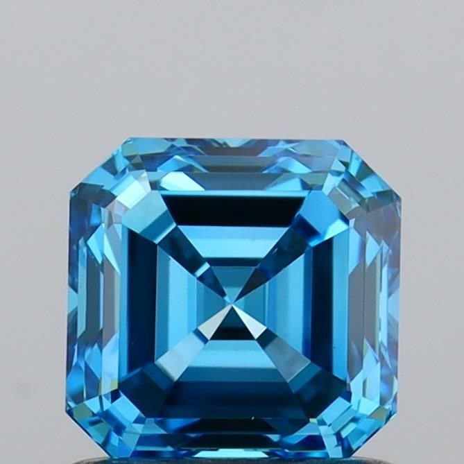 Loose Diamond - ASSCHER 1.0ct Fancy Vivid Blue VS1: Loose Diamond - ASSCHER 1.0ct Fancy Vivid Blue VS1 Source: This is a real non-mined Diamond that has been grown in a lab Shape: ASSCHER Carats: 1.0 Color: Fancy Vivid Blue Certification: IGI Video: