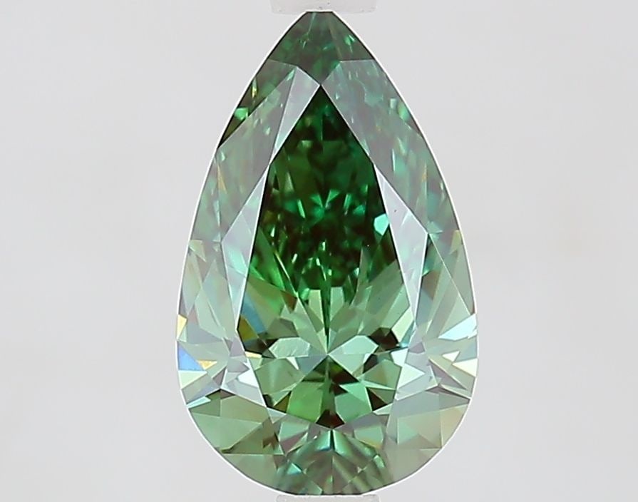 Loose Diamond - PEAR 1.41ct Fancy Vivid Green VVS2: Loose Diamond - PEAR 1.41ct Fancy Vivid Green VVS2 Source: This is a real non-mined Diamond that has been grown in a lab Shape: PEAR Carats: 1.41 Color: Fancy Vivid Green Certification: IGI Video: