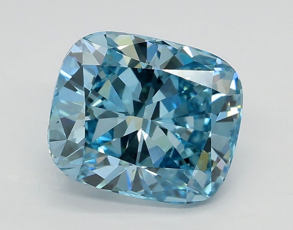 Loose Diamond - CUSHION BRILLIANT 2.03ct Fancy Intense Greenish Blue VS2: Loose Diamond - CUSHION BRILLIANT 2.03ct Fancy Intense Greenish Blue VS2 Source: This is a real non-mined Diamond that has been grown in a lab Shape: CUSHION BRILLIANT Carats: 2.03 Color: Fancy Intens