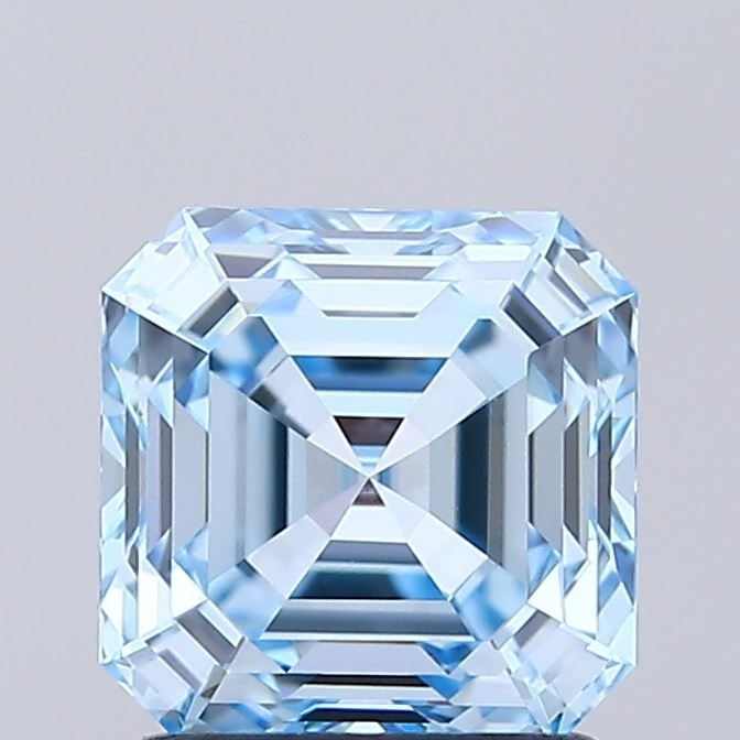 Loose Diamond - ASSCHER 1.58ct Fancy Vivid Blue IF: Loose Diamond - ASSCHER 1.58ct Fancy Vivid Blue IF Source: This is a real non-mined Diamond that has been grown in a lab Shape: ASSCHER Carats: 1.58 Color: Fancy Vivid Blue Certification: IGI Video: