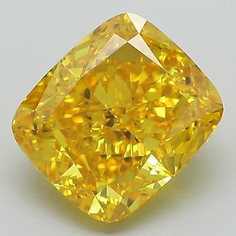 Loose Diamond - CUSHION MODIFIED 2.76ct Fancy Vivid Yellow VVS2: Loose Diamond - CUSHION MODIFIED 2.76ct Fancy Vivid Yellow VVS2 Source: This is a real non-mined Diamond that has been grown in a lab Shape: CUSHION MODIFIED Carats: 2.76 Color: Fancy Vivid Yellow Cer