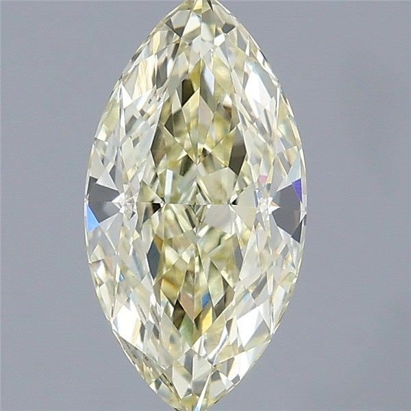 Loose Diamond - MARQUISE 1.59ct Fancy Light Yellow VVS2: Loose Diamond - MARQUISE 1.59ct Fancy Light Yellow VVS2 Source: This is a real non-mined Diamond that has been grown in a lab Shape: MARQUISE Carats: 1.59 Color: Fancy Light Yellow Certification: IGI 