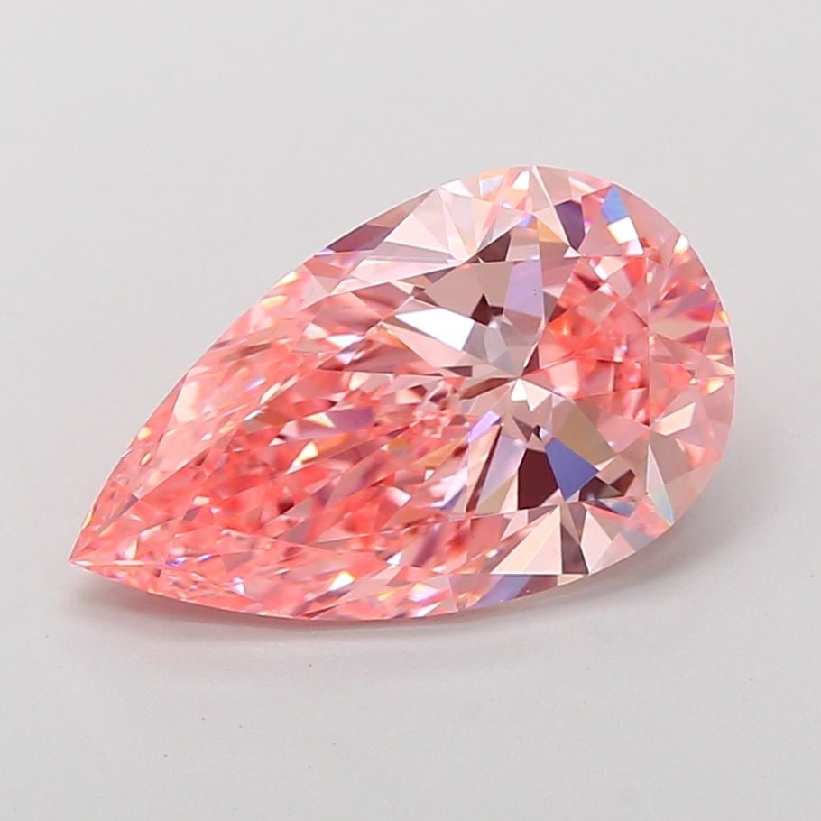 Loose Diamond - PEAR 4.04ct Fancy Vivid Pink VVS2: Loose Diamond - PEAR 4.04ct Fancy Vivid Pink VVS2 Source: This is a real non-mined Diamond that has been grown in a lab Shape: PEAR Carats: 4.04 Color: Fancy Vivid Pink Certification: IGI Video: