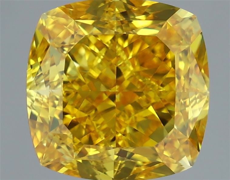 Loose Diamond - CUSHION MODIFIED 2.02ct Fancy Vivid Yellow VVS1: Loose Diamond - CUSHION MODIFIED 2.02ct Fancy Vivid Yellow VVS1 Source: This is a real non-mined Diamond that has been grown in a lab Shape: CUSHION MODIFIED Carats: 2.02 Color: Fancy Vivid Yellow Cer