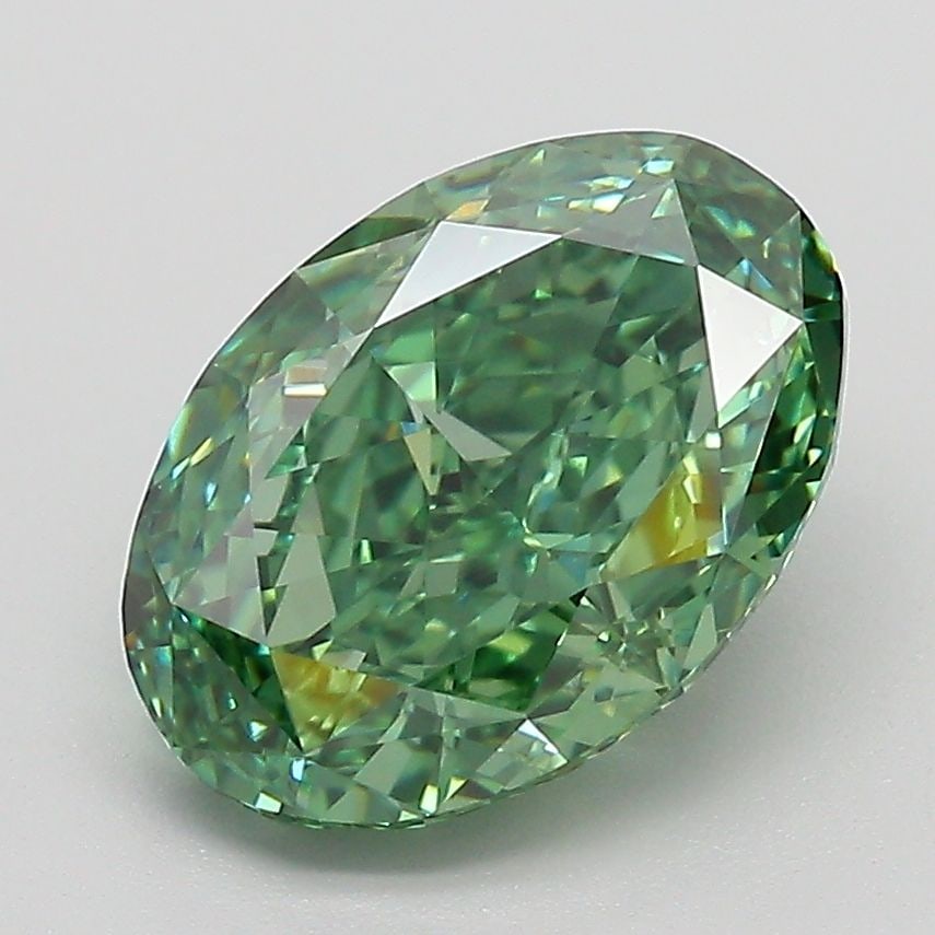Loose Diamond - OVAL 3.09ct Fancy Vivid Green VVS2: Loose Diamond - OVAL 3.09ct Fancy Vivid Green VVS2 Source: This is a real non-mined Diamond that has been grown in a lab Shape: OVAL Carats: 3.09 Color: Fancy Vivid Green Certification: IGI Video: