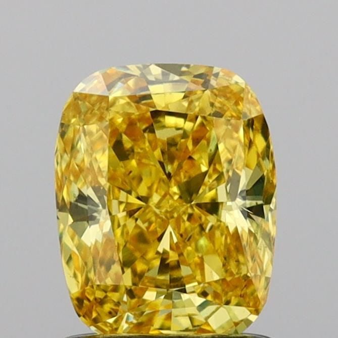 Loose Diamond - CUSHION MODIFIED 1.03ct Fancy Vivid Yellow SI1: Loose Diamond - CUSHION MODIFIED 1.03ct Fancy Vivid Yellow SI1 Source: This is a real non-mined Diamond that has been grown in a lab Shape: CUSHION MODIFIED Carats: 1.03 Color: Fancy Vivid Yellow Cert
