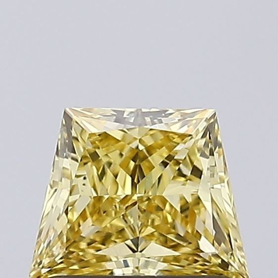 Loose Diamond - TRAPEZOID 0.77ct Fancy Intense Yellow VS1: Loose Diamond - TRAPEZOID 0.77ct Fancy Intense Yellow VS1 Source: This is a real non-mined Diamond that has been grown in a lab Shape: TRAPEZOID Carats: 0.77 Color: Fancy Intense Yellow Certification: