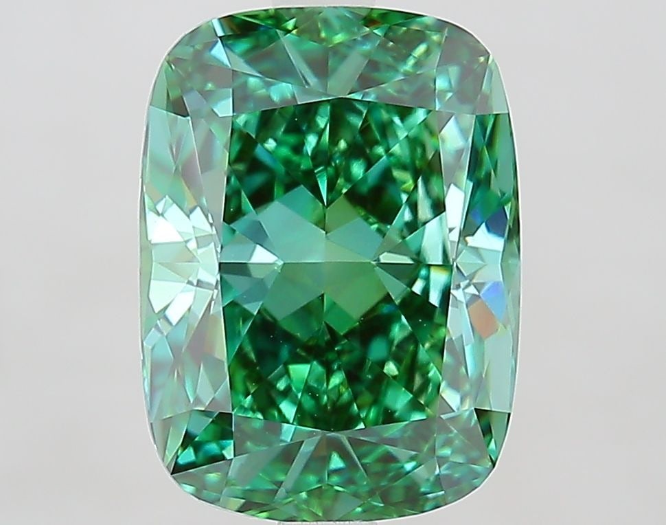 Loose Diamond - CUSHION MODIFIED 3.94ct Fancy Vivid Green VVS2: Loose Diamond - CUSHION MODIFIED 3.94ct Fancy Vivid Green VVS2 Source: This is a real non-mined Diamond that has been grown in a lab Shape: CUSHION MODIFIED Carats: 3.94 Color: Fancy Vivid Green Certi