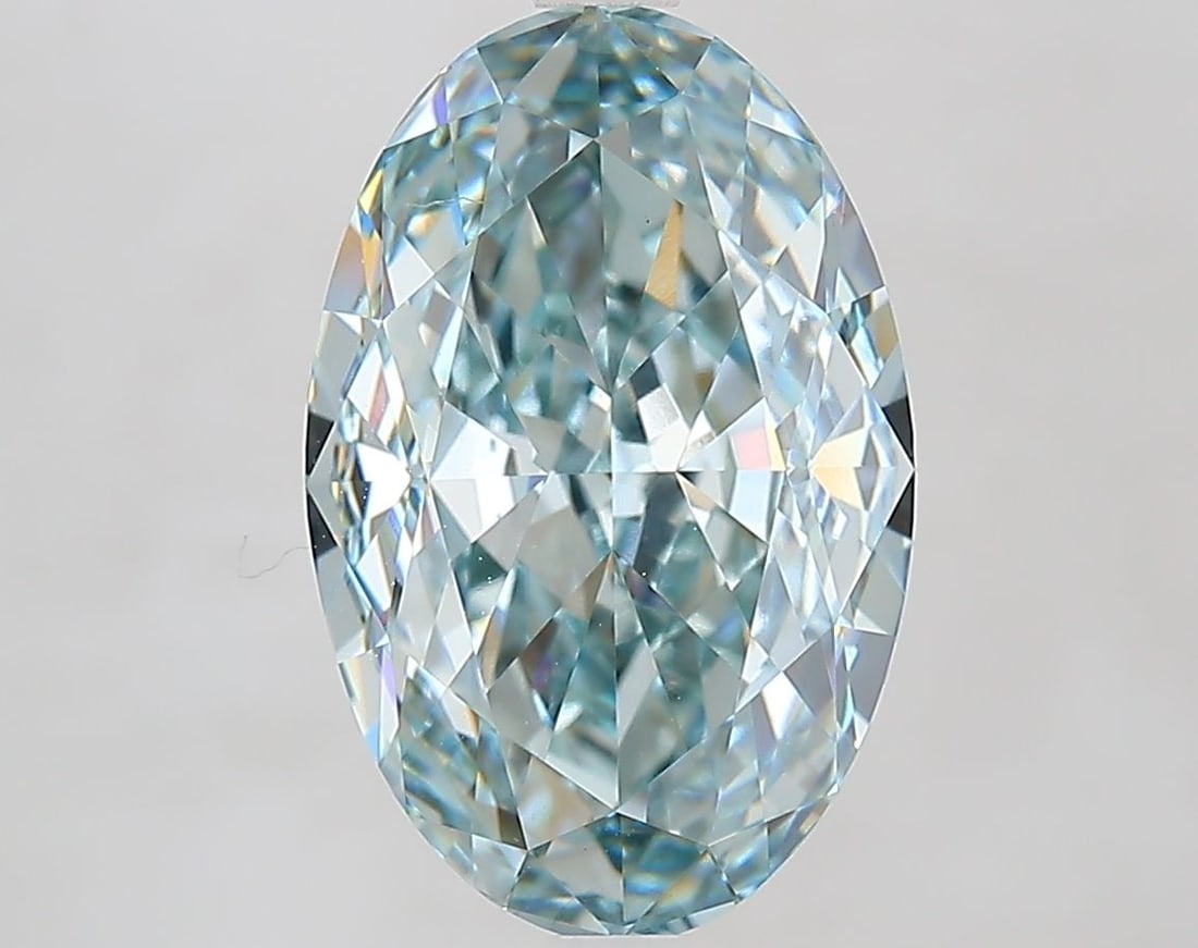 Loose Diamond - OVAL 5.1ct Fancy Intense Green Blue VS1: Loose Diamond - OVAL 5.1ct Fancy Intense Green Blue VS1 Source: This is a real non-mined Diamond that has been grown in a lab Shape: OVAL Carats: 5.1 Color: Fancy Intense Green Blue Certification: IGI