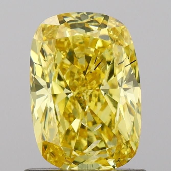 Loose Diamond - CUSHION BRILLIANT 0.93ct Fancy Vivid Yellow SI1: Loose Diamond - CUSHION BRILLIANT 0.93ct Fancy Vivid Yellow SI1 Source: This is a real non-mined Diamond that has been grown in a lab Shape: CUSHION BRILLIANT Carats: 0.93 Color: Fancy Vivid Yellow Ce