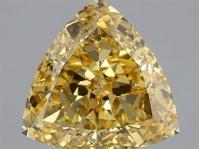Loose Diamond - TRIANGULAR 2.59ct Fancy Vivid Yellow VS1: Loose Diamond - TRIANGULAR 2.59ct Fancy Vivid Yellow VS1 Source: This is a real non-mined Diamond that has been grown in a lab Shape: TRIANGULAR Carats: 2.59 Color: Fancy Vivid Yellow Certification: I