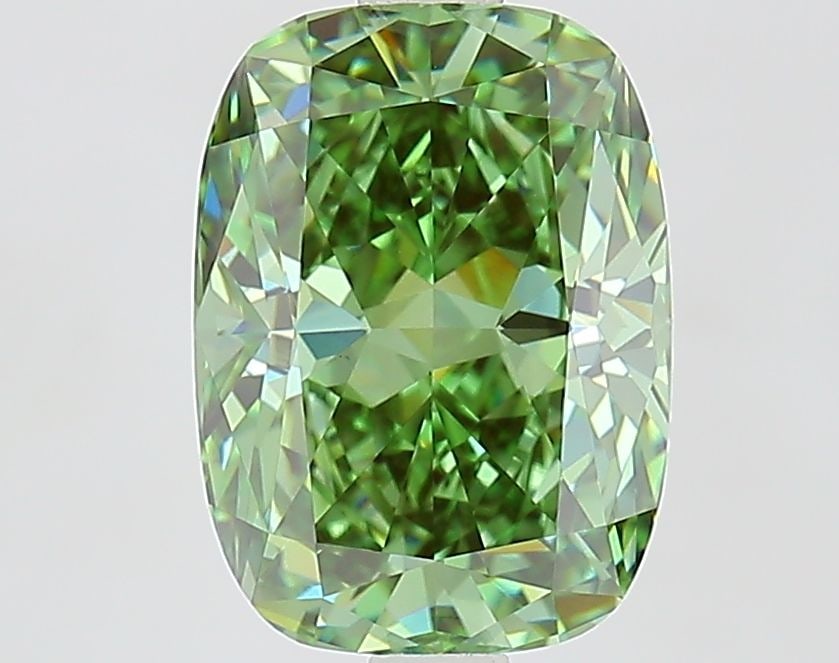 Loose Diamond - CUSHION MODIFIED 2.53ct Fancy Vivid Green VS1: Loose Diamond - CUSHION MODIFIED 2.53ct Fancy Vivid Green VS1 Source: This is a real non-mined Diamond that has been grown in a lab Shape: CUSHION MODIFIED Carats: 2.53 Color: Fancy Vivid Green Certif