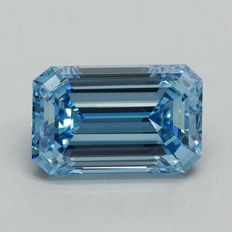 Loose Diamond - EMERALD 1.28ct Fancy Vivid Blue VS1: Loose Diamond - EMERALD 1.28ct Fancy Vivid Blue VS1 Source: This is a real non-mined Diamond that has been grown in a lab Shape: EMERALD Carats: 1.28 Color: Fancy Vivid Blue Certification: IGI Video: