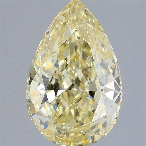 Loose Diamond - PEAR 2.59ct Fancy Intense Yellow VS1: Loose Diamond - PEAR 2.59ct Fancy Intense Yellow VS1 Source: This is a real non-mined Diamond that has been grown in a lab Shape: PEAR Carats: 2.59 Color: Fancy Intense Yellow Certification: IGI Video