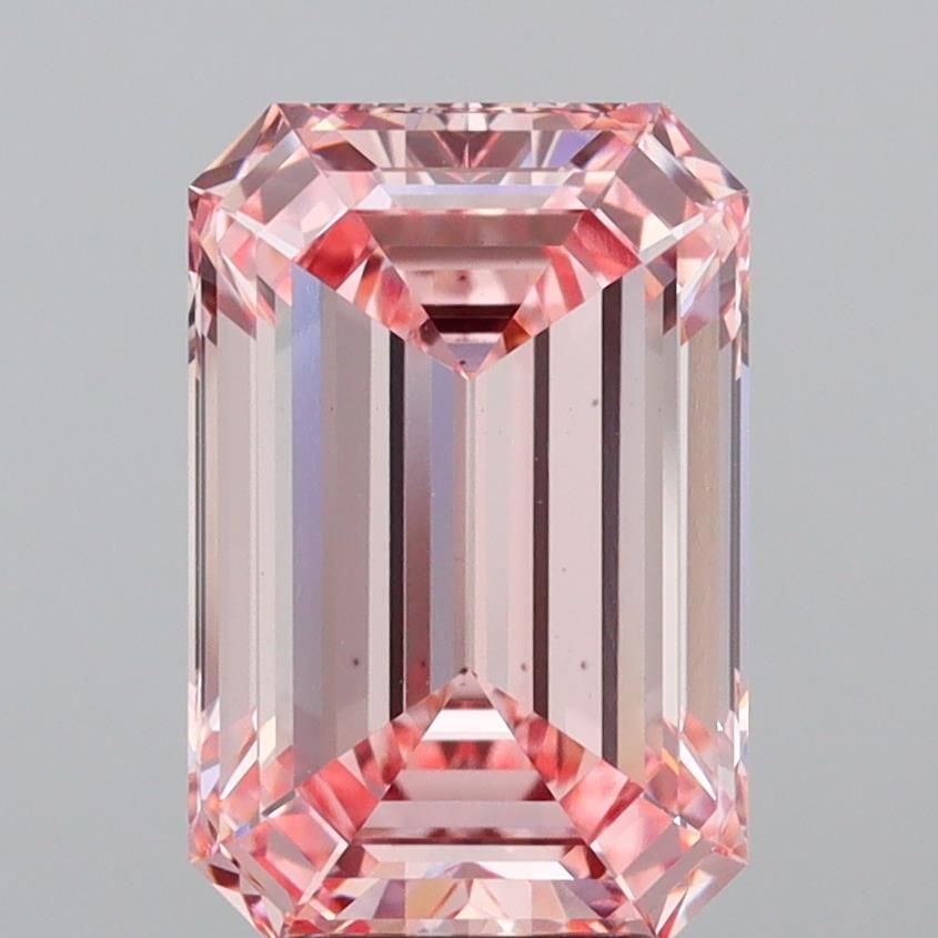 Loose Diamond - EMERALD 4.56ct Fancy Vivid Pink VS1: Loose Diamond - EMERALD 4.56ct Fancy Vivid Pink VS1 Source: This is a real non-mined Diamond that has been grown in a lab Shape: EMERALD Carats: 4.56 Color: Fancy Vivid Pink Certification: IGI Video: