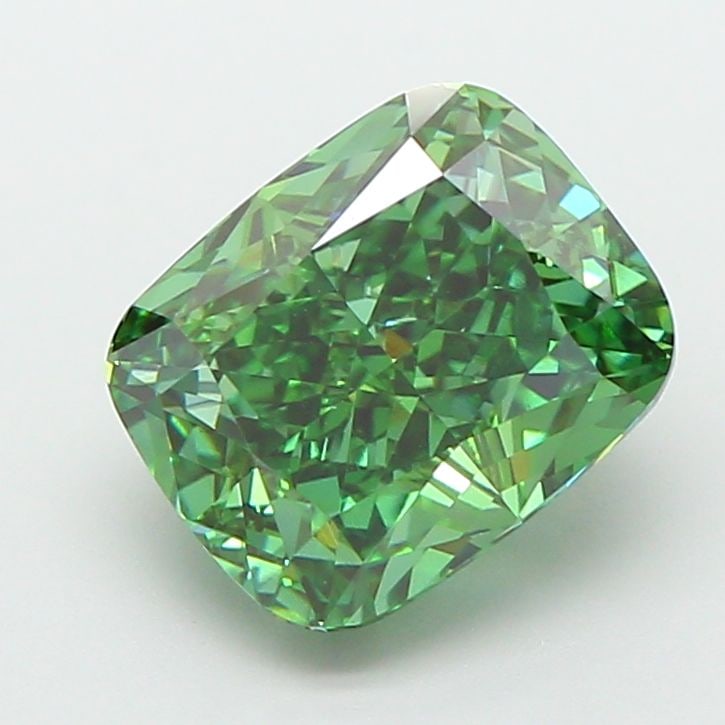 Loose Diamond - CUSHION MODIFIED 3.02ct Fancy Vivid Green VS1: Loose Diamond - CUSHION MODIFIED 3.02ct Fancy Vivid Green VS1 Source: This is a real non-mined Diamond that has been grown in a lab Shape: CUSHION MODIFIED Carats: 3.02 Color: Fancy Vivid Green Certif