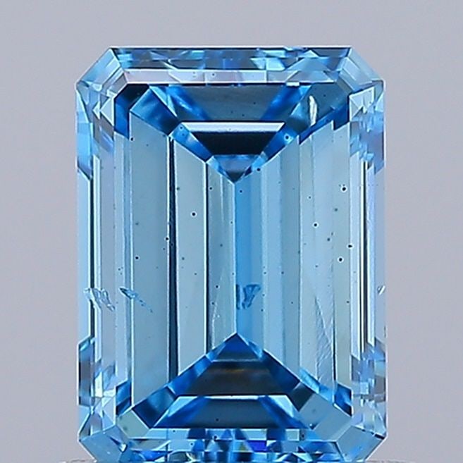 Loose Diamond - EMERALD 1.0ct Fancy Vivid Blue SI1: Loose Diamond - EMERALD 1.0ct Fancy Vivid Blue SI1 Source: This is a real non-mined Diamond that has been grown in a lab Shape: EMERALD Carats: 1.0 Color: Fancy Vivid Blue Certification: IGI Video: