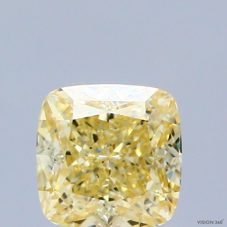 Loose Diamond - CUSHION MODIFIED 1.02ct Fancy Intense Yellow VS1: Loose Diamond - CUSHION MODIFIED 1.02ct Fancy Intense Yellow VS1 Source: This is a real non-mined Diamond that has been grown in a lab Shape: CUSHION MODIFIED Carats: 1.02 Color: Fancy Intense Yellow 