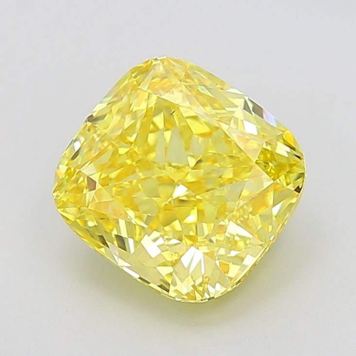 Loose Diamond - CUSHION MODIFIED 5.02ct Fancy Vivid Yellow VS2: Loose Diamond - CUSHION MODIFIED 5.02ct Fancy Vivid Yellow VS2 Source: This is a real non-mined Diamond that has been grown in a lab Shape: CUSHION MODIFIED Carats: 5.02 Color: Fancy Vivid Yellow Cert