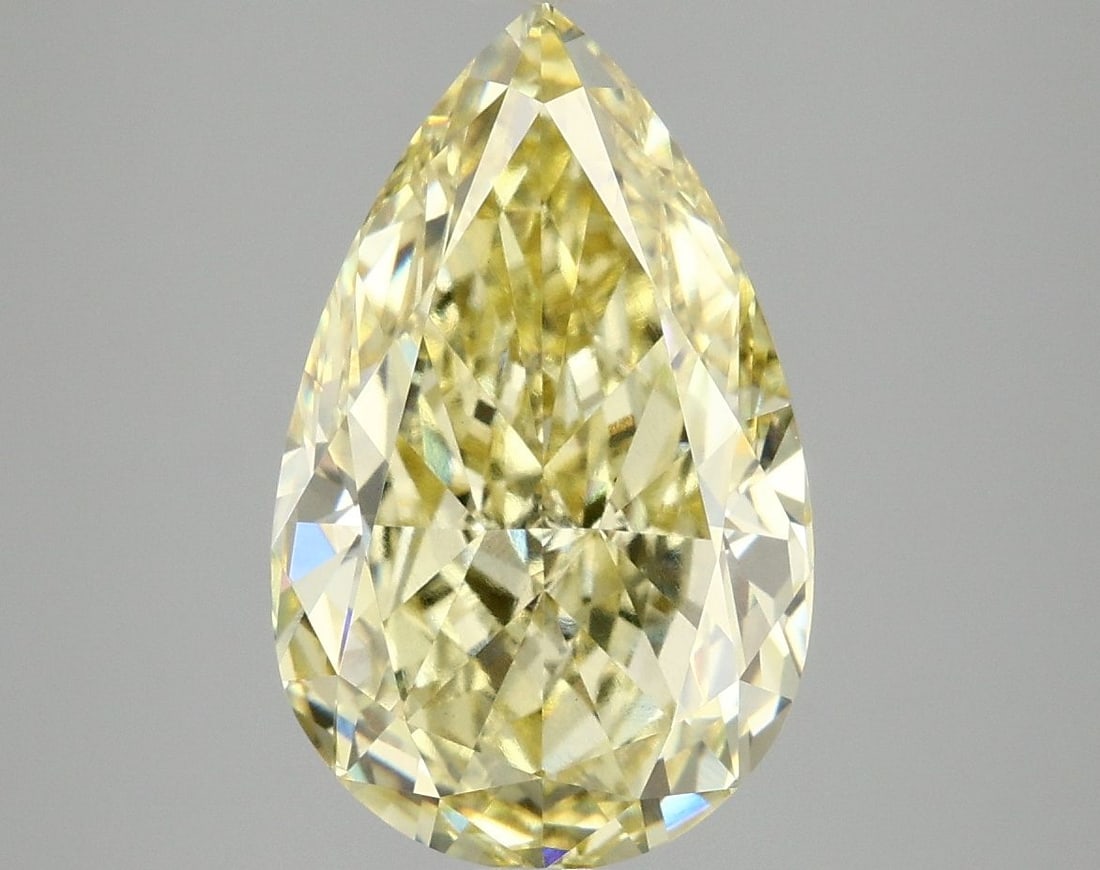 Loose Diamond - PEAR 5.04ct Fancy Yellow VS1: Loose Diamond - PEAR 5.04ct Fancy Yellow VS1 Source: This is a real non-mined Diamond that has been grown in a lab Shape: PEAR Carats: 5.04 Color: Fancy Yellow Certification: IGI Video: