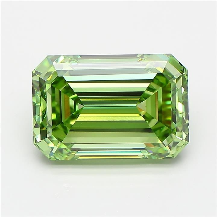 Loose Diamond - EMERALD 5.24ct Fancy Vivid Green VS1: Loose Diamond - EMERALD 5.24ct Fancy Vivid Green VS1 Source: This is a real non-mined Diamond that has been grown in a lab Shape: EMERALD Carats: 5.24 Color: Fancy Vivid Green Certification: IGI Video