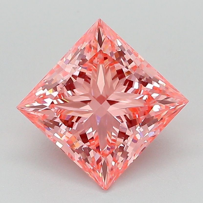 Loose Diamond - PRINCESS 2.1ct Fancy Vivid Pink VS1: Loose Diamond - PRINCESS 2.1ct Fancy Vivid Pink VS1 Source: This is a real non-mined Diamond that has been grown in a lab Shape: PRINCESS Carats: 2.1 Color: Fancy Vivid Pink Certification: IGI Video: