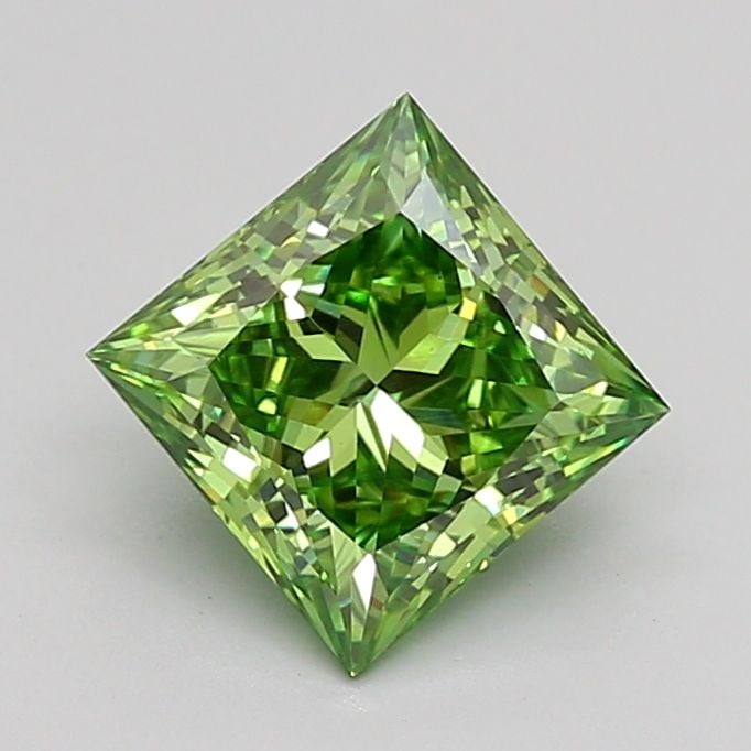 Loose Diamond - PRINCESS 1.55ct Fancy Vivid Green VS1: Loose Diamond - PRINCESS 1.55ct Fancy Vivid Green VS1 Source: This is a real non-mined Diamond that has been grown in a lab Shape: PRINCESS Carats: 1.55 Color: Fancy Vivid Green Certification: IGI Vid