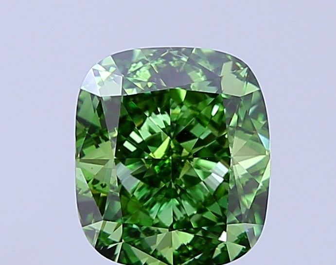 Loose Diamond - CUSHION MODIFIED 2.5ct Fancy Vivid Green VS1: Loose Diamond - CUSHION MODIFIED 2.5ct Fancy Vivid Green VS1 Source: This is a real non-mined Diamond that has been grown in a lab Shape: CUSHION MODIFIED Carats: 2.5 Color: Fancy Vivid Green Certific