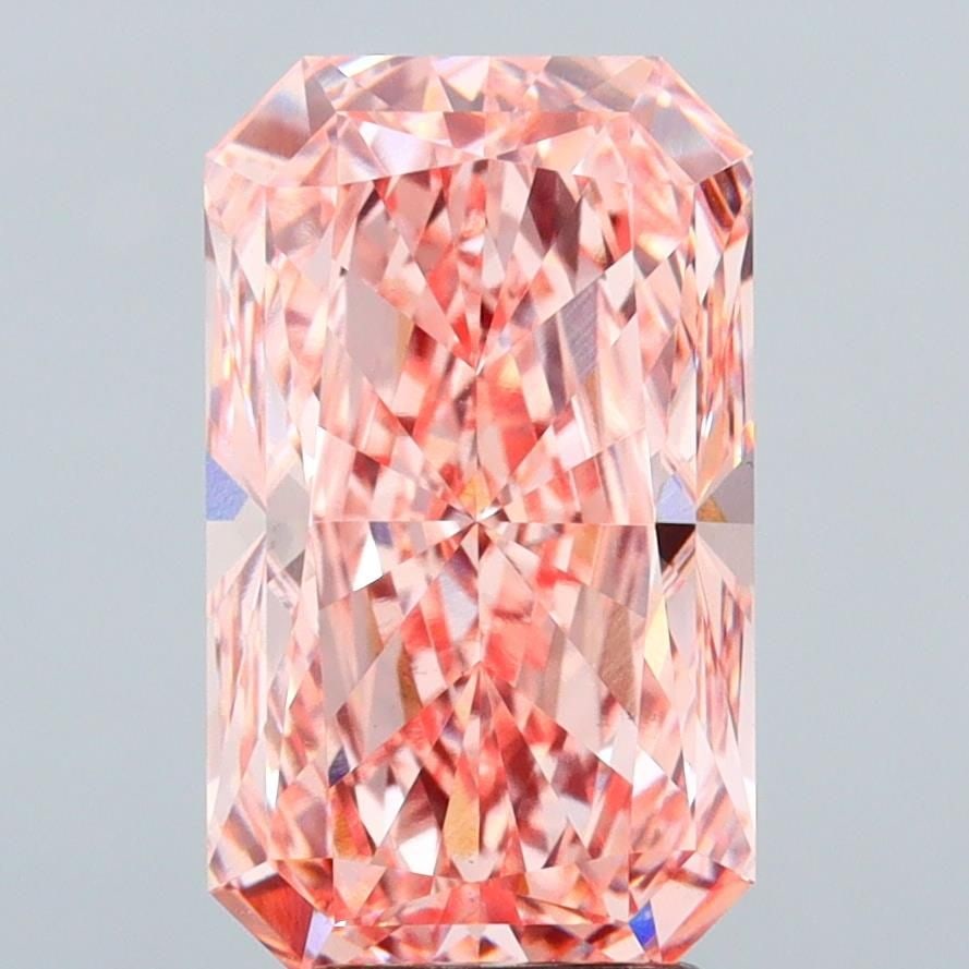 Loose Diamond - RADIANT 5.25ct Fancy Vivid Pink VS1: Loose Diamond - RADIANT 5.25ct Fancy Vivid Pink VS1 Source: This is a real non-mined Diamond that has been grown in a lab Shape: RADIANT Carats: 5.25 Color: Fancy Vivid Pink Certification: IGI Video: