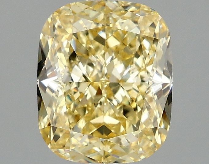 Loose Diamond - CUSHION MODIFIED 2.1ct Fancy Intense Yellow VS1: Loose Diamond - CUSHION MODIFIED 2.1ct Fancy Intense Yellow VS1 Source: This is a real non-mined Diamond that has been grown in a lab Shape: CUSHION MODIFIED Carats: 2.1 Color: Fancy Intense Yellow Ce