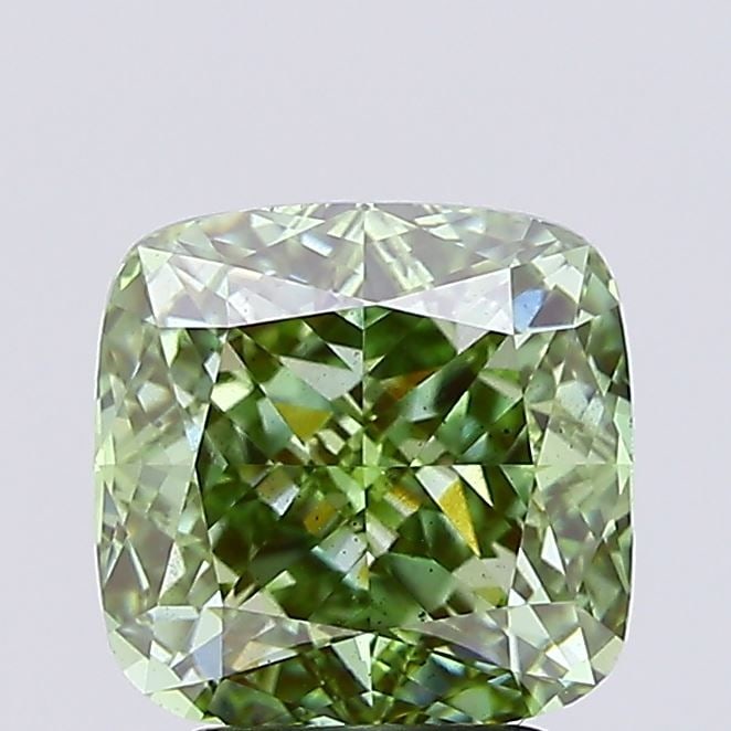 Loose Diamond - CUSHION MODIFIED 3.01ct Fancy Vivid Green SI1: Loose Diamond - CUSHION MODIFIED 3.01ct Fancy Vivid Green SI1 Source: This is a real non-mined Diamond that has been grown in a lab Shape: CUSHION MODIFIED Carats: 3.01 Color: Fancy Vivid Green Certif