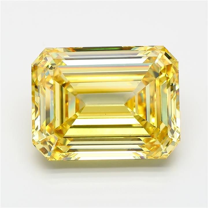 Loose Diamond - EMERALD 14.17ct Fancy Vivid Yellow VS2: Loose Diamond - EMERALD 14.17ct Fancy Vivid Yellow VS2 Source: This is a real non-mined Diamond that has been grown in a lab Shape: EMERALD Carats: 14.17 Color: Fancy Vivid Yellow Certification: IGI V