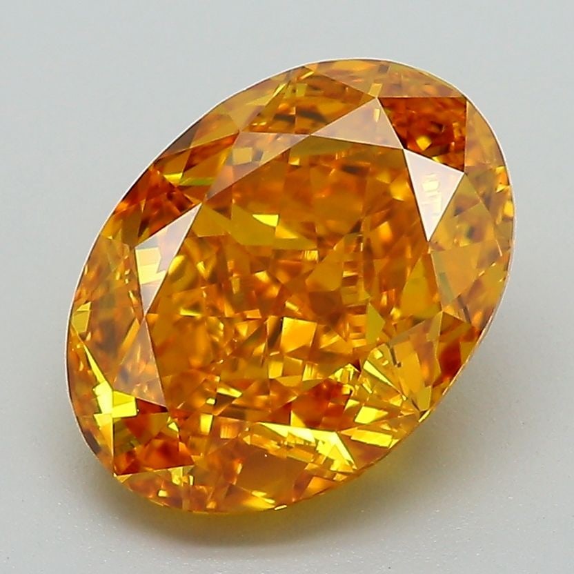 Loose Diamond - OVAL 3.37ct Fancy Vivid Orangey Yellow VS1: Loose Diamond - OVAL 3.37ct Fancy Vivid Orangey Yellow VS1 Source: This is a real non-mined Diamond that has been grown in a lab Shape: OVAL Carats: 3.37 Color: Fancy Vivid Orangey Yellow Certificatio
