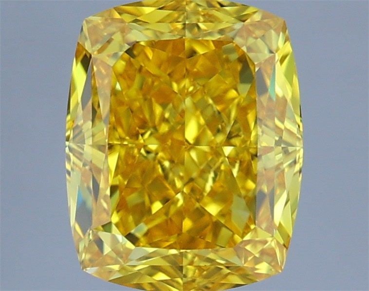 Loose Diamond - CUSHION MODIFIED 1.43ct Fancy Vivid Yellow VVS2: Loose Diamond - CUSHION MODIFIED 1.43ct Fancy Vivid Yellow VVS2 Source: This is a real non-mined Diamond that has been grown in a lab Shape: CUSHION MODIFIED Carats: 1.43 Color: Fancy Vivid Yellow Cer