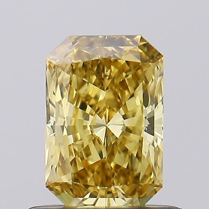 Loose Diamond - RADIANT 0.55ct Fancy Intense Brownish Yellow VS2: Loose Diamond - RADIANT 0.55ct Fancy Intense Brownish Yellow VS2 Source: This is a real non-mined Diamond that has been grown in a lab Shape: RADIANT Carats: 0.55 Color: Fancy Intense Brownish Yellow 