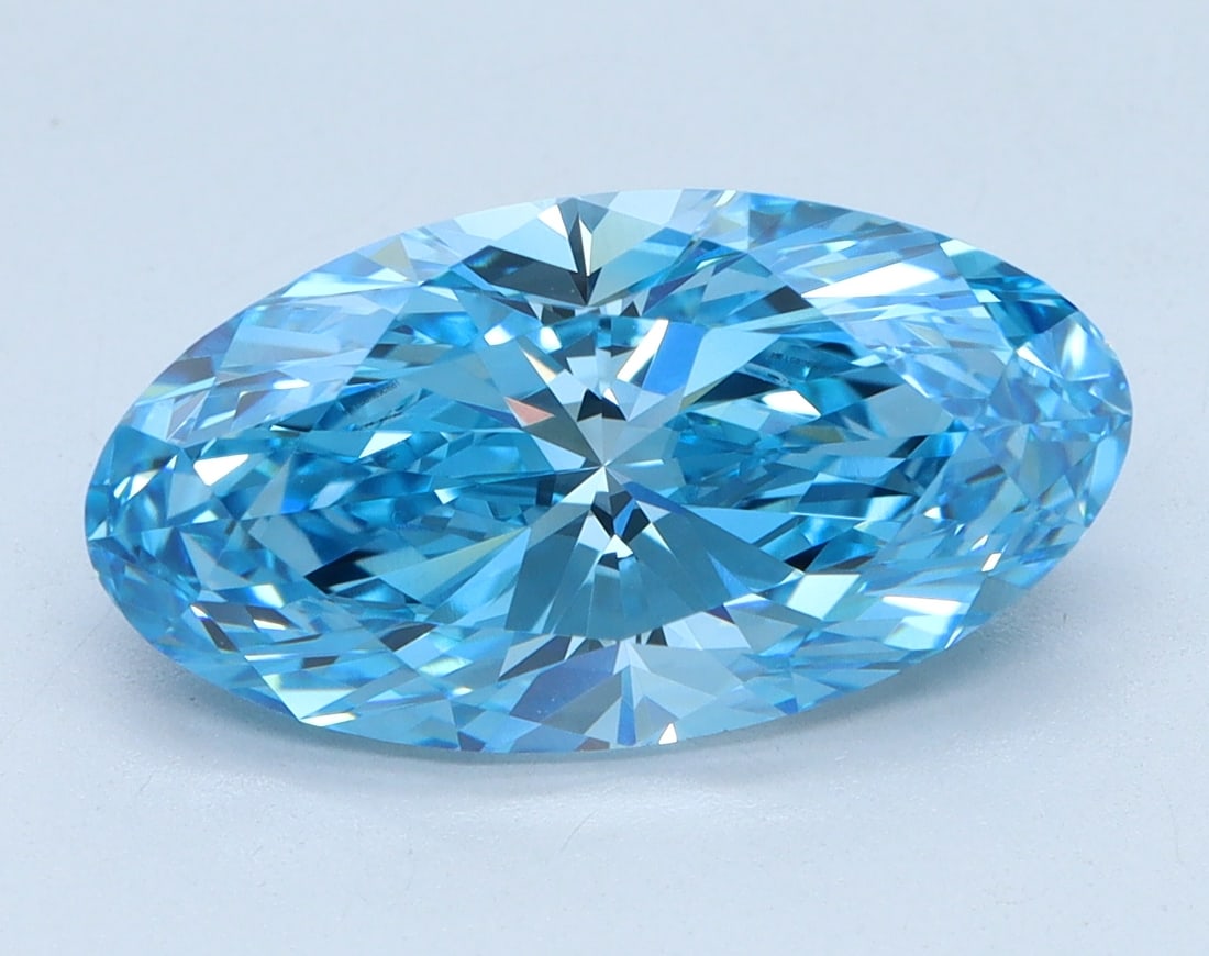 Loose Diamond - MOVAL 3.6ct BLUE VVS2: Loose Diamond - MOVAL 3.6ct BLUE VVS2 Source: This is a real non-mined Diamond that has been grown in a lab Shape: MOVAL Carats: 3.6 Color: BLUE Clarity: VVS2 Certification: IGI Condition: Pre-Owned