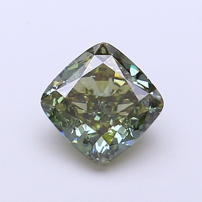 Loose Diamond - CUSHION BRILLIANT 1.26ct Fancy Vivid Green VS1: Loose Diamond - CUSHION BRILLIANT 1.26ct Fancy Vivid Green VS1 Source: This is a real non-mined Diamond that has been grown in a lab Shape: CUSHION BRILLIANT Carats: 1.26 Color: Fancy Vivid Green Cert