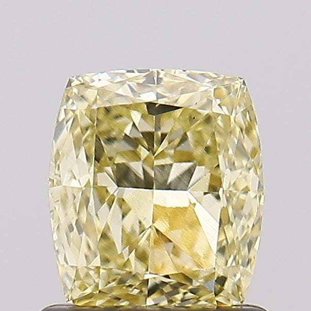 Loose Diamond - CUSHION MODIFIED 1.02ct Fancy Light Yellow VS1: Loose Diamond - CUSHION MODIFIED 1.02ct Fancy Light Yellow VS1 Source: This is a real non-mined Diamond that has been grown in a lab Shape: CUSHION MODIFIED Carats: 1.02 Color: Fancy Light Yellow Cert
