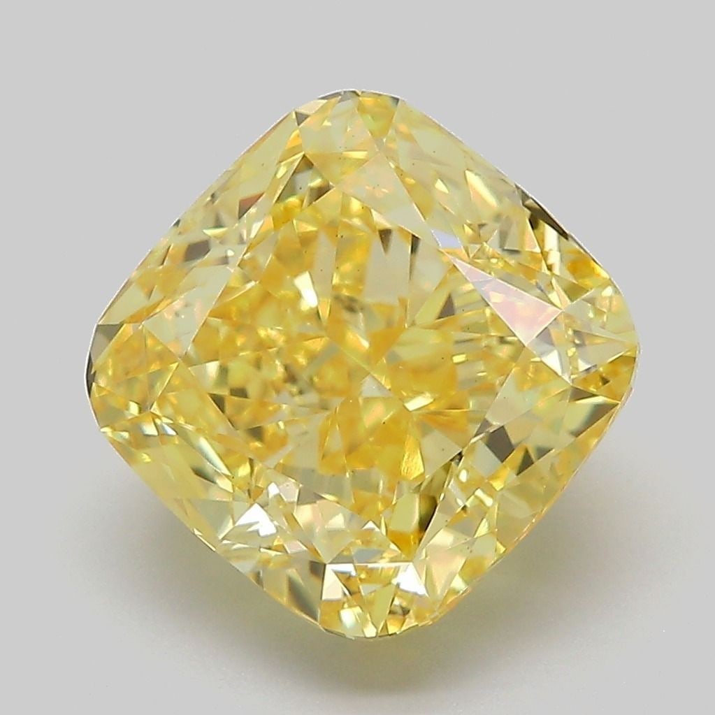 Loose Diamond - CUSHION MODIFIED 5.36ct Fancy Vivid Yellow VS1: Loose Diamond - CUSHION MODIFIED 5.36ct Fancy Vivid Yellow VS1 Source: This is a real non-mined Diamond that has been grown in a lab Shape: CUSHION MODIFIED Carats: 5.36 Color: Fancy Vivid Yellow Cert