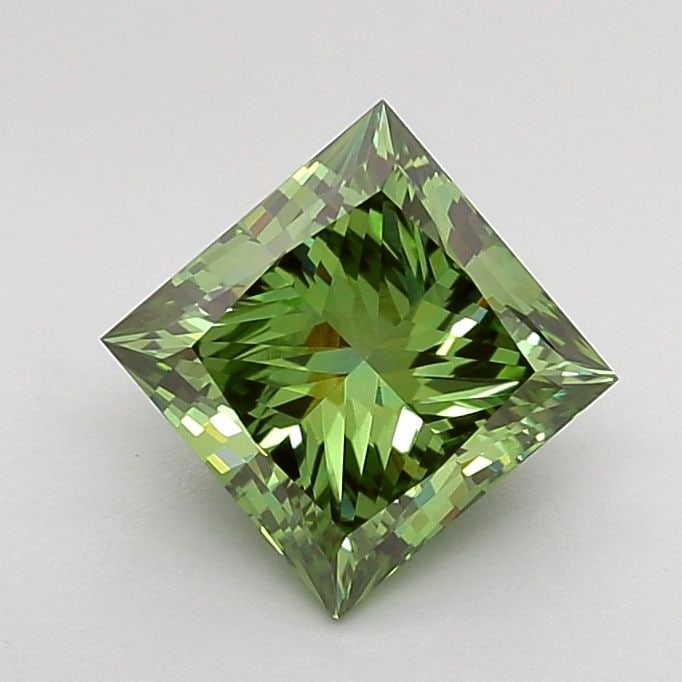 Loose Diamond - PRINCESS 1.51ct Fancy Vivid Green VVS2: Loose Diamond - PRINCESS 1.51ct Fancy Vivid Green VVS2 Source: This is a real non-mined Diamond that has been grown in a lab Shape: PRINCESS Carats: 1.51 Color: Fancy Vivid Green Certification: IGI Vi
