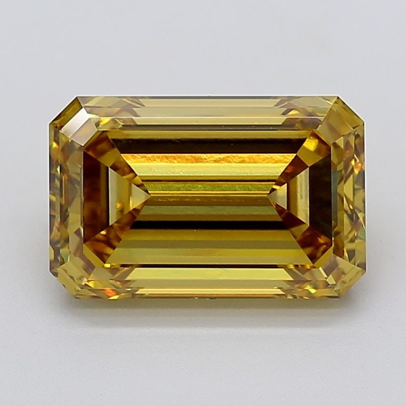 Loose Diamond - EMERALD 5.01ct Fancy Intense Brownish Yellow VVS2: Loose Diamond - EMERALD 5.01ct Fancy Intense Brownish Yellow VVS2 Source: This is a real non-mined Diamond that has been grown in a lab Shape: EMERALD Carats: 5.01 Color: Fancy Intense Brownish Yellow