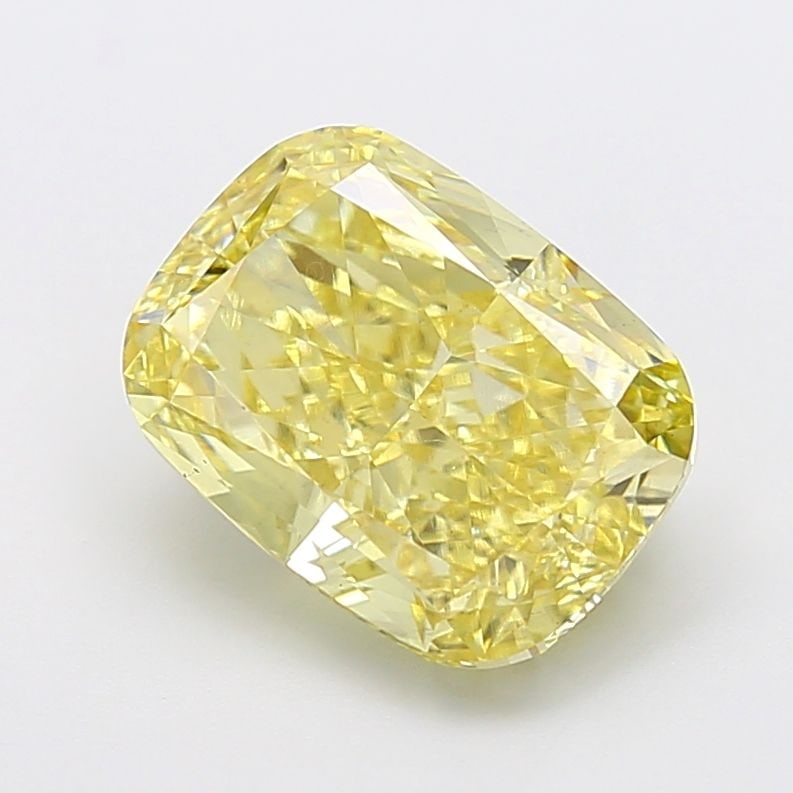 Loose Diamond - CUSHION MODIFIED 5.56ct Fancy Intense Yellow VS1: Loose Diamond - CUSHION MODIFIED 5.56ct Fancy Intense Yellow VS1 Source: This is a real non-mined Diamond that has been grown in a lab Shape: CUSHION MODIFIED Carats: 5.56 Color: Fancy Intense Yellow 