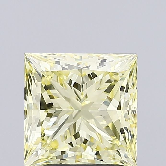 Loose Diamond - PRINCESS 2.09ct Fancy Light Yellow VVS2: Loose Diamond - PRINCESS 2.09ct Fancy Light Yellow VVS2 Source: This is a real non-mined Diamond that has been grown in a lab Shape: PRINCESS Carats: 2.09 Color: Fancy Light Yellow Certification: IGI 