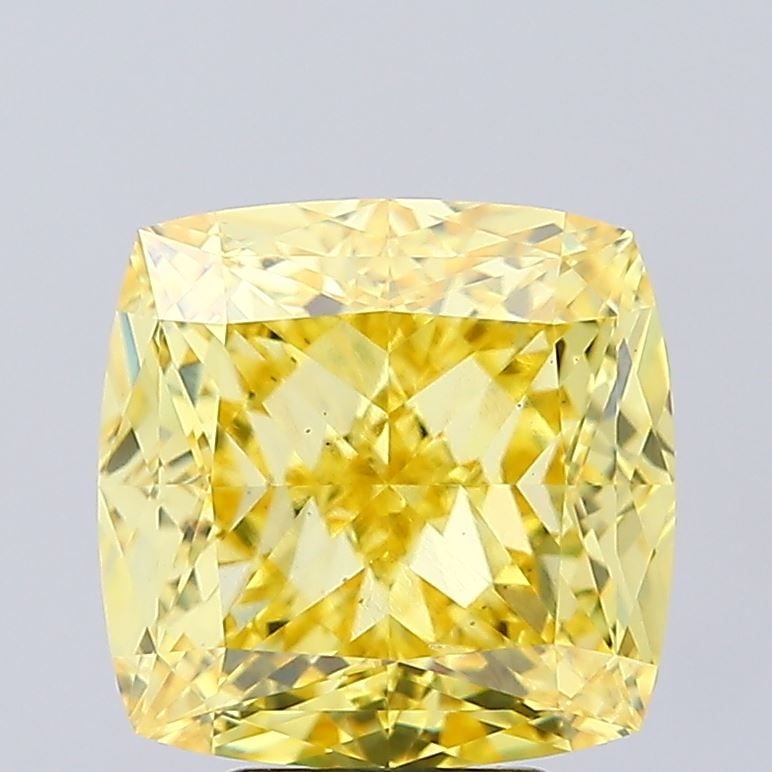Loose Diamond - CUSHION MODIFIED 5.55ct Fancy Vivid Yellow VS1: Loose Diamond - CUSHION MODIFIED 5.55ct Fancy Vivid Yellow VS1 Source: This is a real non-mined Diamond that has been grown in a lab Shape: CUSHION MODIFIED Carats: 5.55 Color: Fancy Vivid Yellow Cert