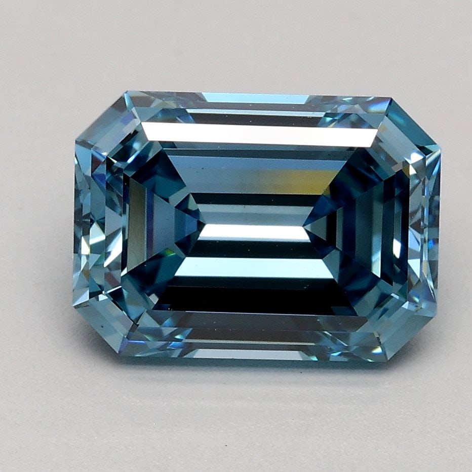 Loose Diamond - EMERALD 2.08ct Fancy Vivid Blue VS2: Loose Diamond - EMERALD 2.08ct Fancy Vivid Blue VS2 Source: This is a real non-mined Diamond that has been grown in a lab Shape: EMERALD Carats: 2.08 Color: Fancy Vivid Blue Certification: IGI Video: