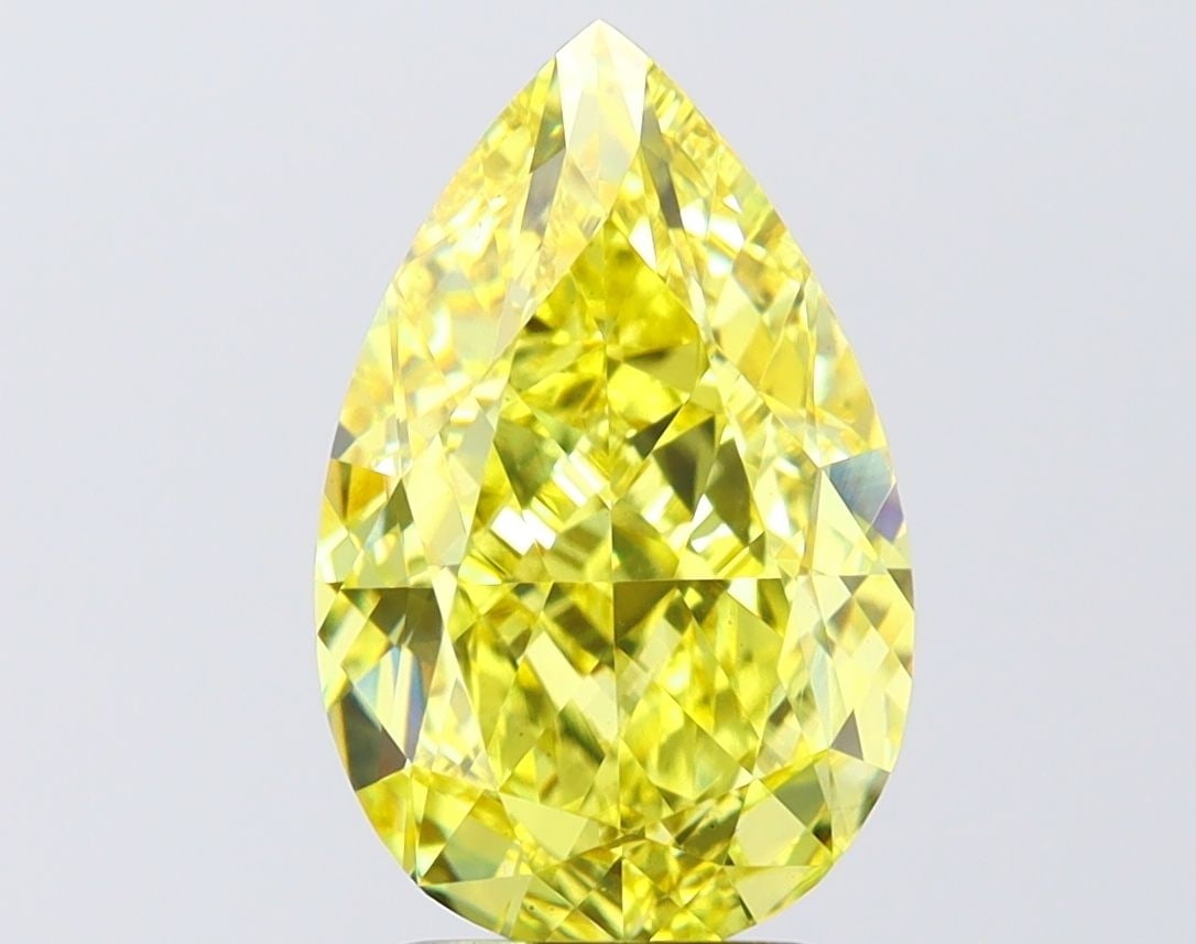 Loose Diamond - PEAR 4.06ct Fancy Vivid Yellow VS1: Loose Diamond - PEAR 4.06ct Fancy Vivid Yellow VS1 Source: This is a real non-mined Diamond that has been grown in a lab Shape: PEAR Carats: 4.06 Color: Fancy Vivid Yellow Certification: IGI Video: