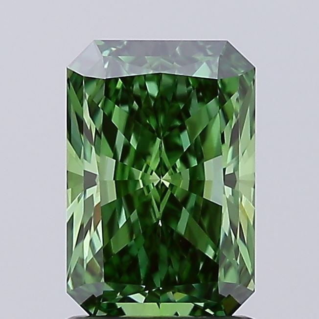 Loose Diamond - RADIANT 1.51ct Fancy Vivid Green VVS2: Loose Diamond - RADIANT 1.51ct Fancy Vivid Green VVS2 Source: This is a real non-mined Diamond that has been grown in a lab Shape: RADIANT Carats: 1.51 Color: Fancy Vivid Green Certification: IGI Vide