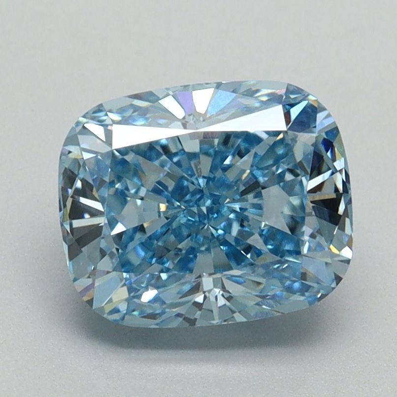 Loose Diamond - CUSHION BRILLIANT 2.02ct Fancy Vivid Blue VS1: Loose Diamond - CUSHION BRILLIANT 2.02ct Fancy Vivid Blue VS1 Source: This is a real non-mined Diamond that has been grown in a lab Shape: CUSHION BRILLIANT Carats: 2.02 Color: Fancy Vivid Blue Certif